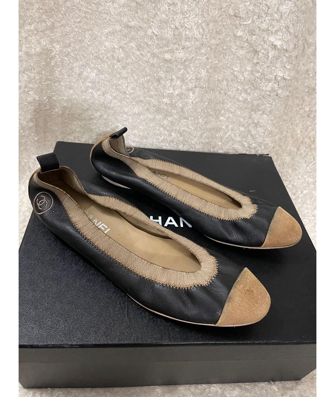 CHANEL Черные кожаные балетки, фото 8