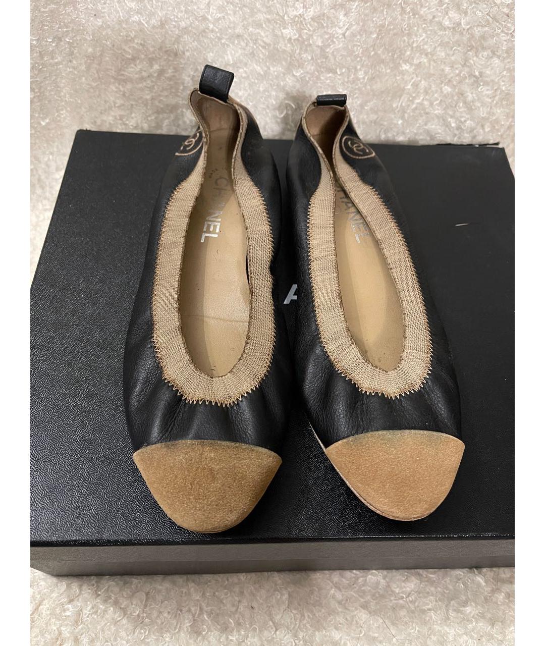 CHANEL Черные кожаные балетки, фото 2