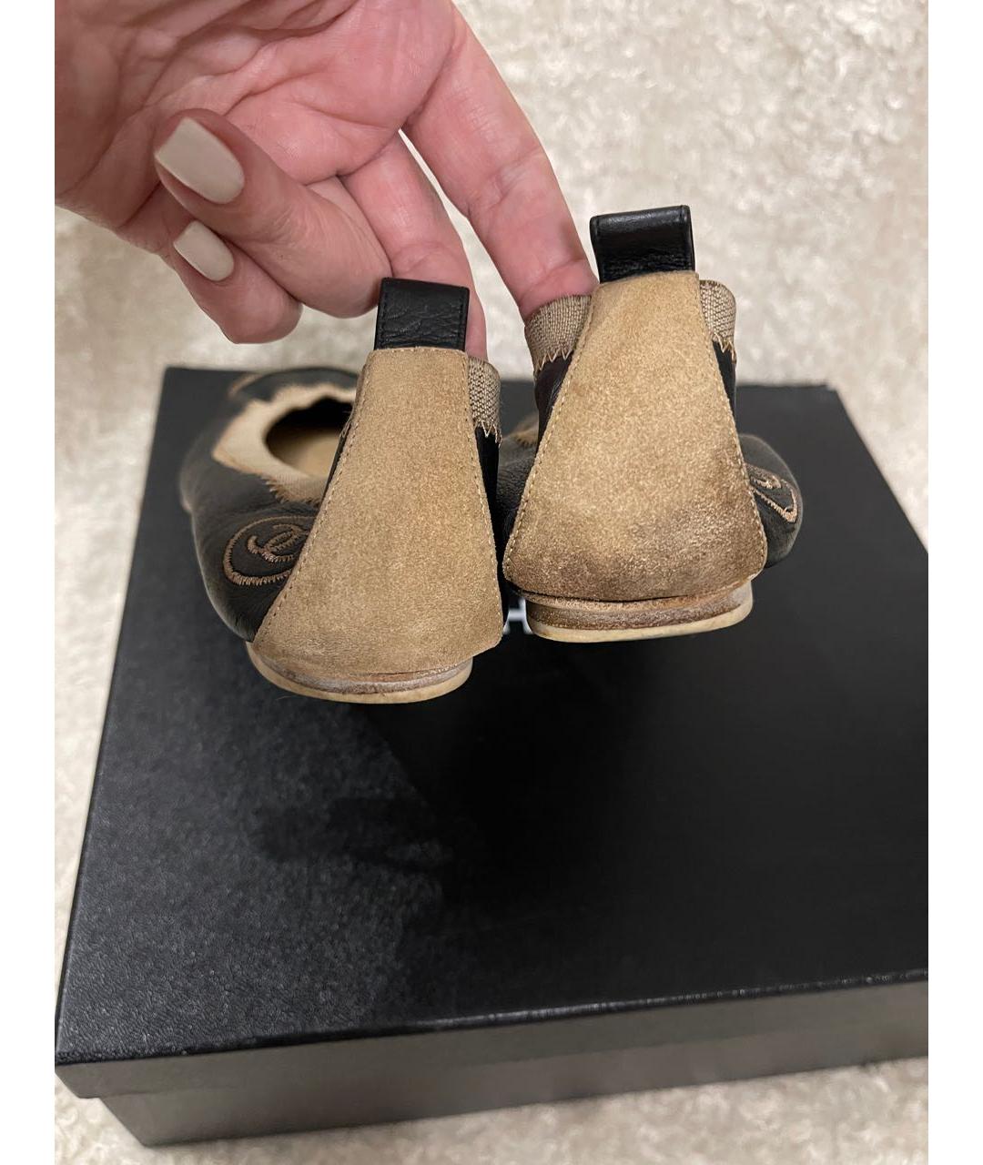 CHANEL Черные кожаные балетки, фото 4