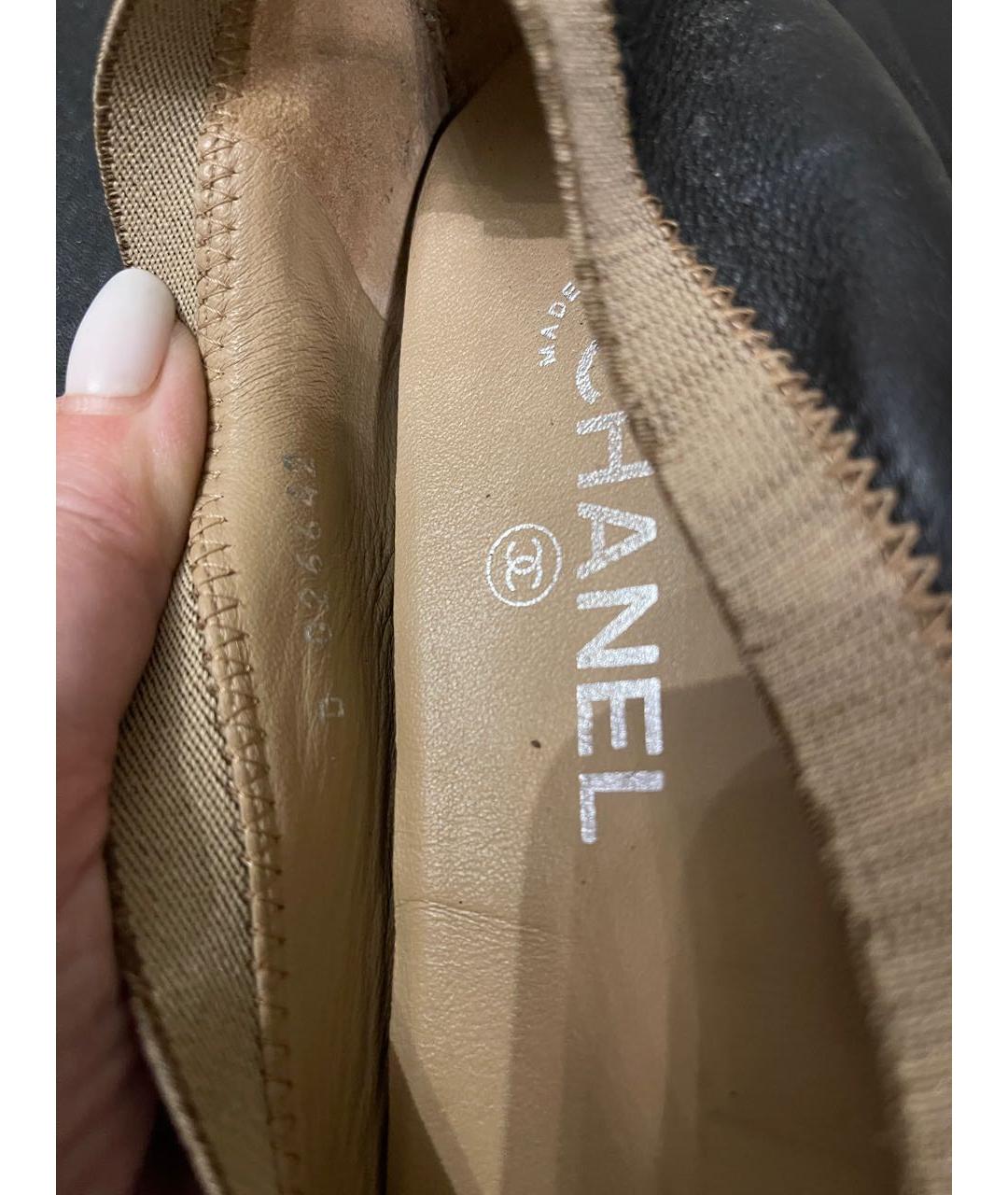 CHANEL Черные кожаные балетки, фото 5