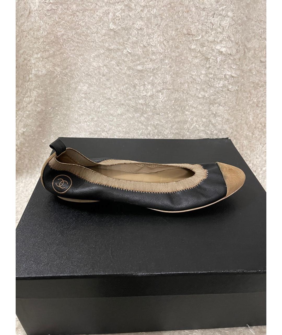 CHANEL Черные кожаные балетки, фото 9