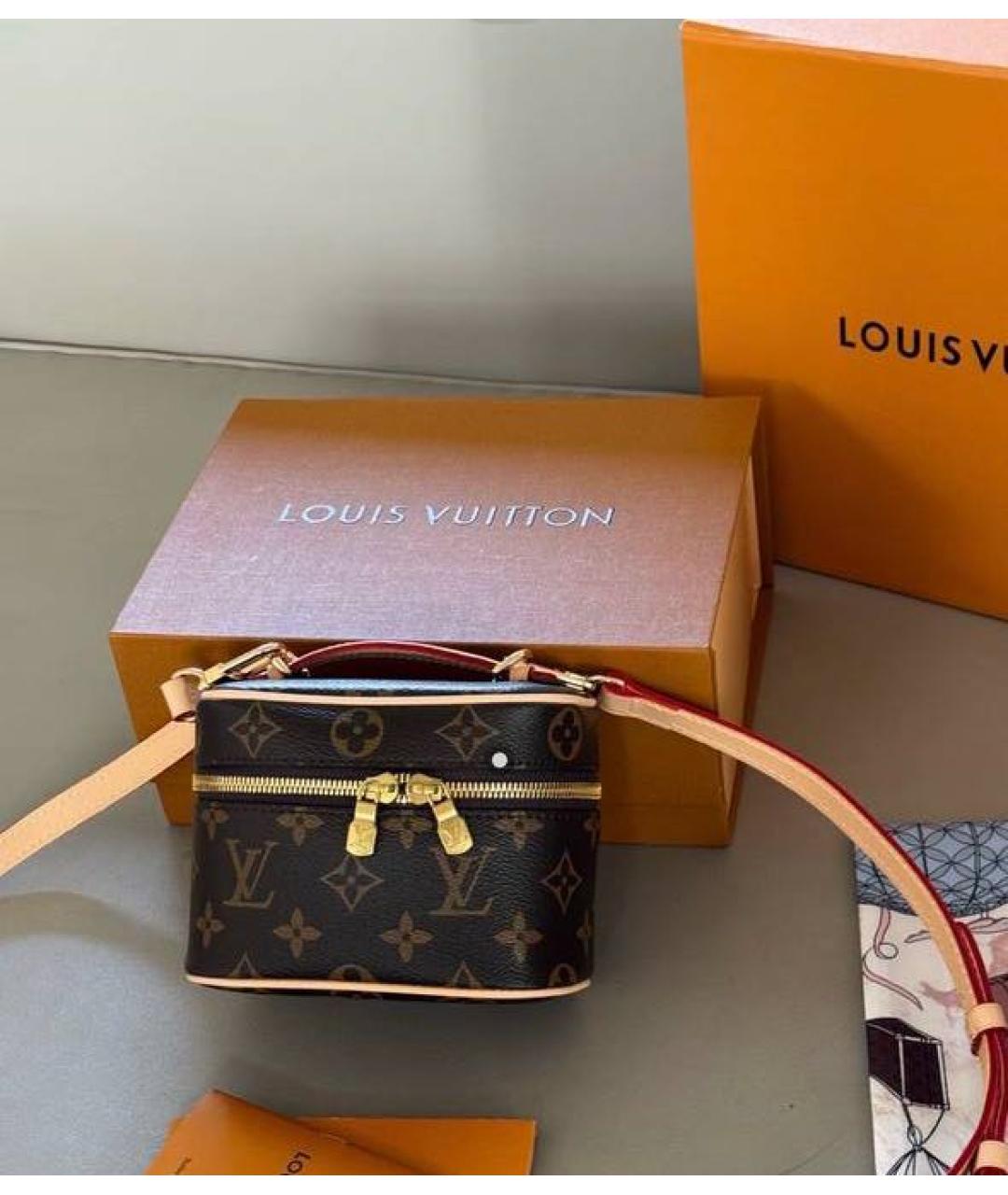 LOUIS VUITTON Коричневая кожаная сумка через плечо, фото 5
