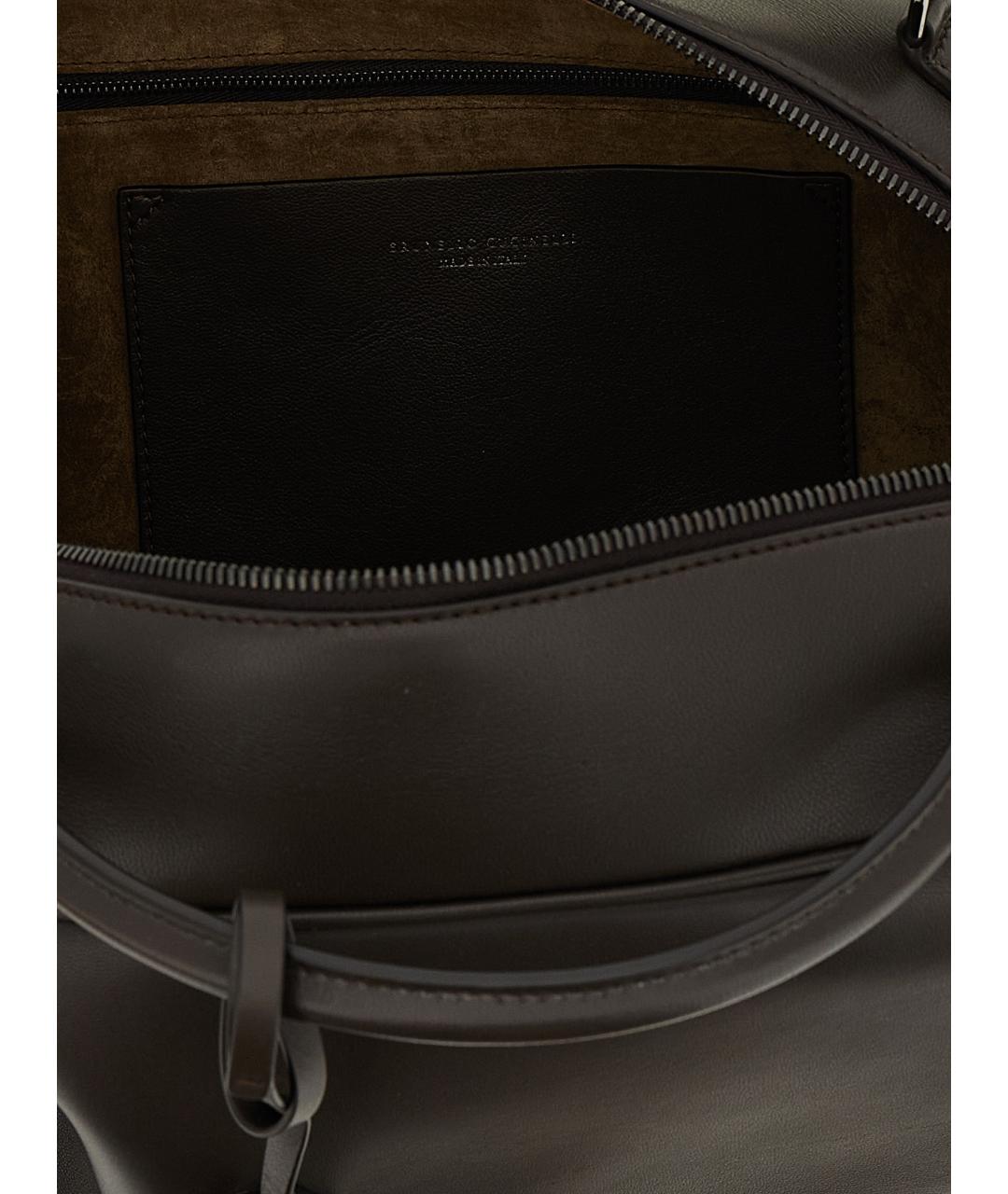 BRUNELLO CUCINELLI Коричневая кожаная сумка тоут, фото 4