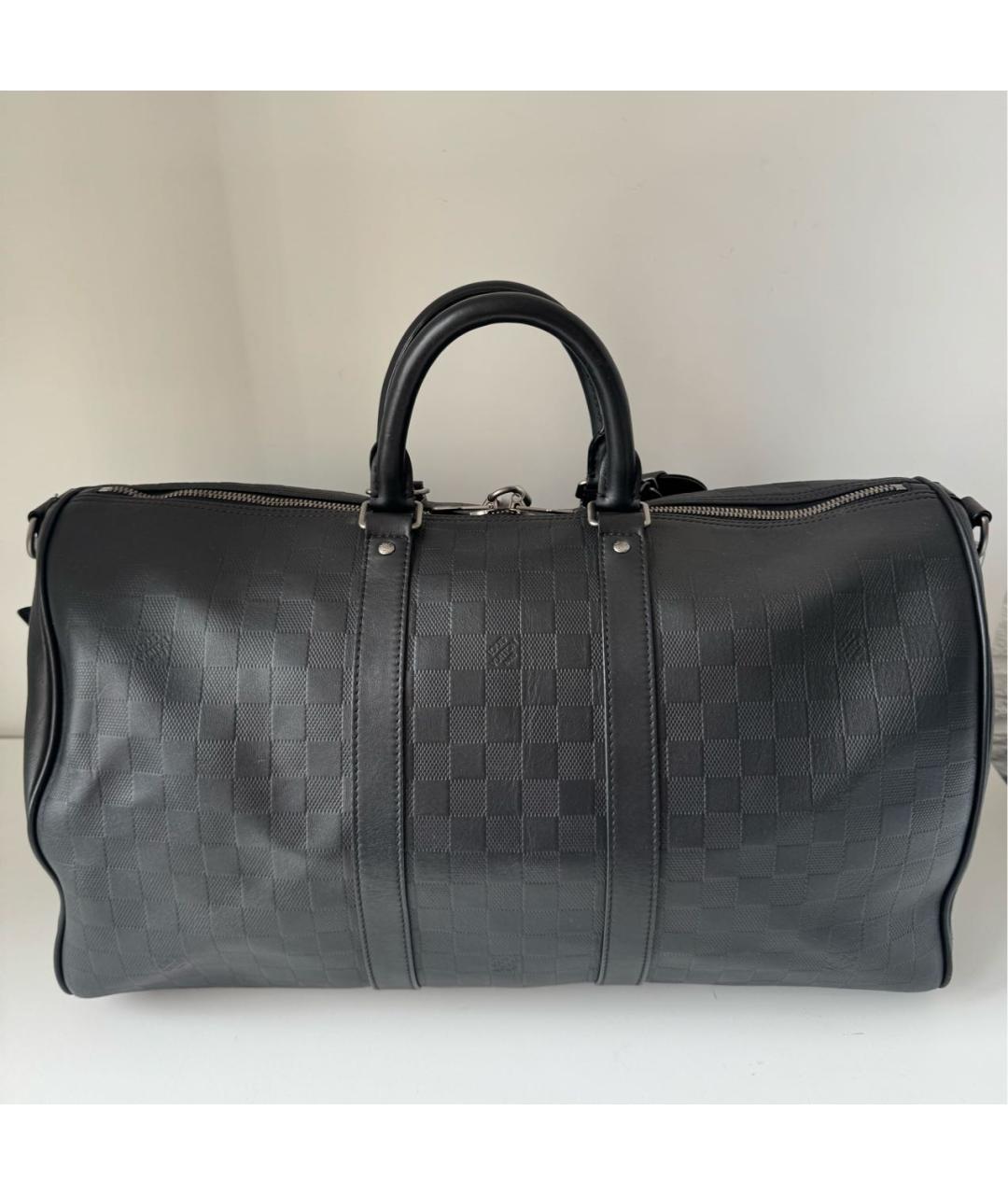 LOUIS VUITTON Черная кожаная дорожная/спортивная сумка, фото 4