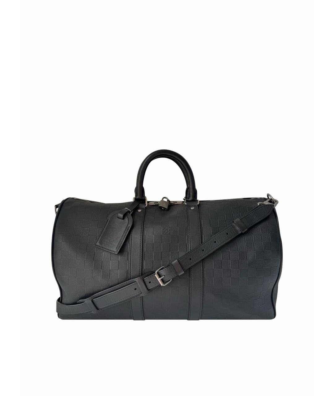 LOUIS VUITTON Черная кожаная дорожная/спортивная сумка, фото 1