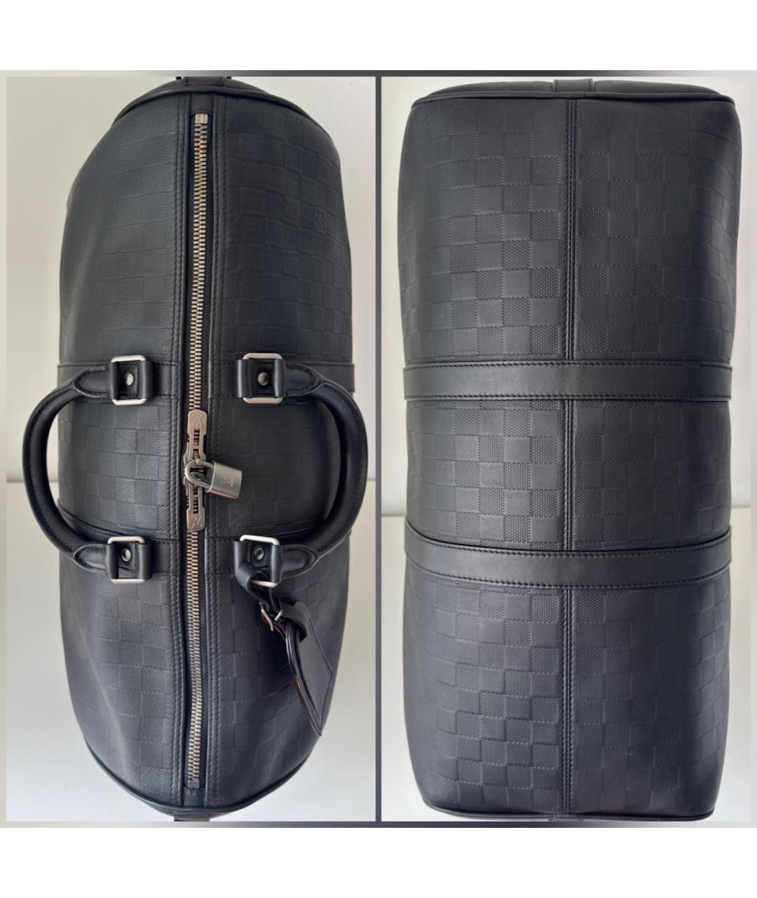 LOUIS VUITTON Черная кожаная дорожная/спортивная сумка, фото 5