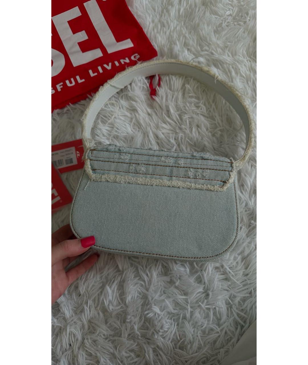 DIESEL Голубая деним сумка с короткими ручками, фото 5