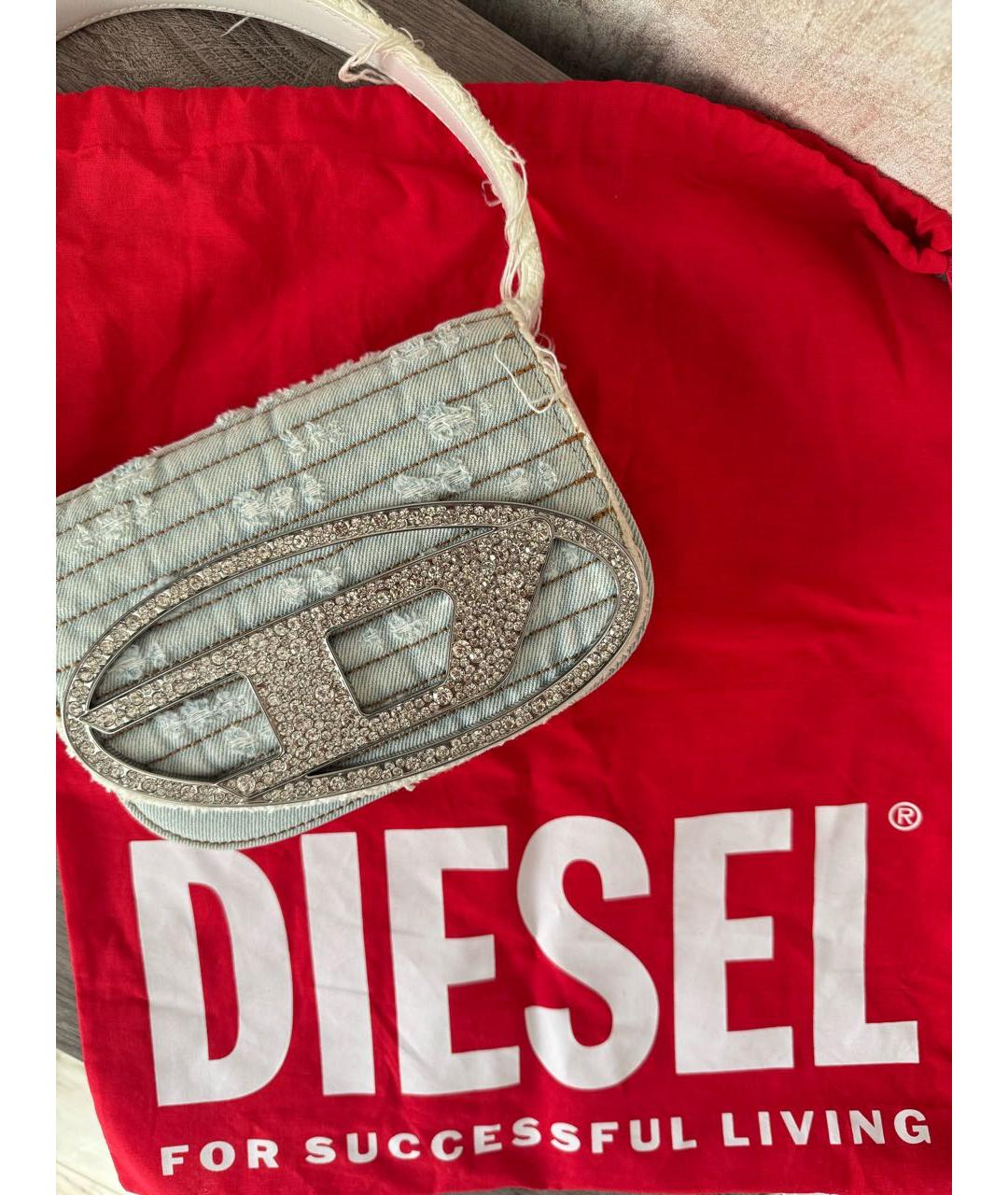 DIESEL Голубая деним сумка с короткими ручками, фото 4