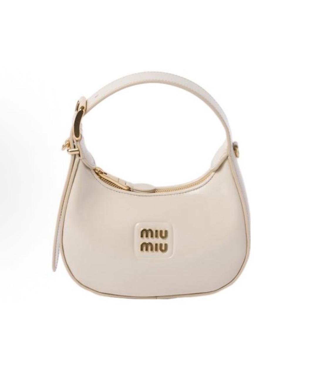 MIU MIU Белая кожаная сумка с короткими ручками, фото 5