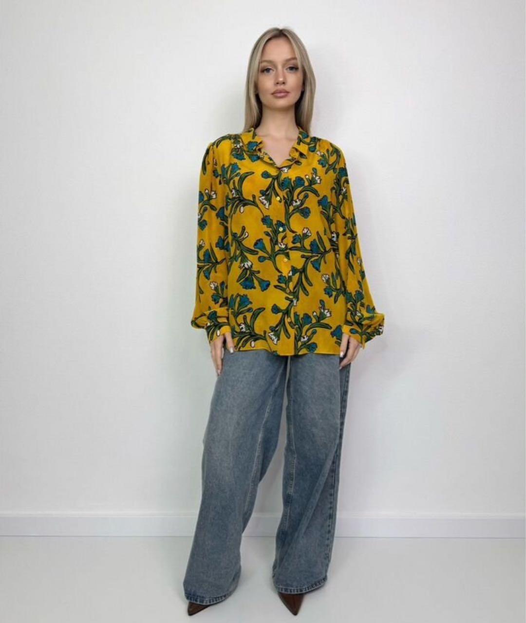 WEEKEND MAX MARA Желтая шелковая рубашка, фото 7