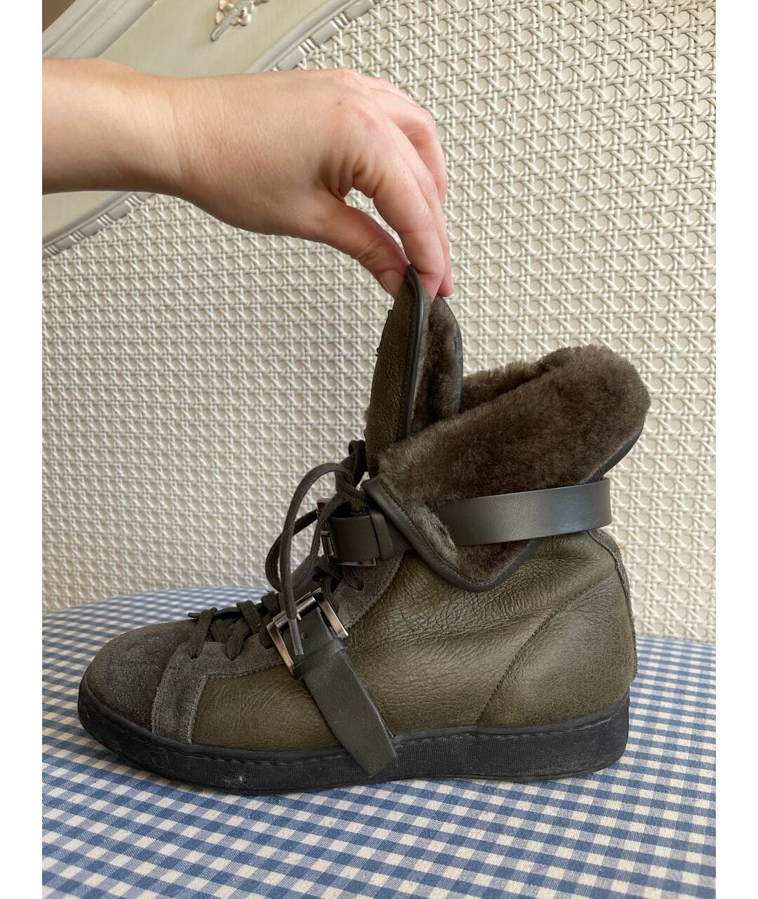 SANTONI Хаки замшевые ботинки, фото 5