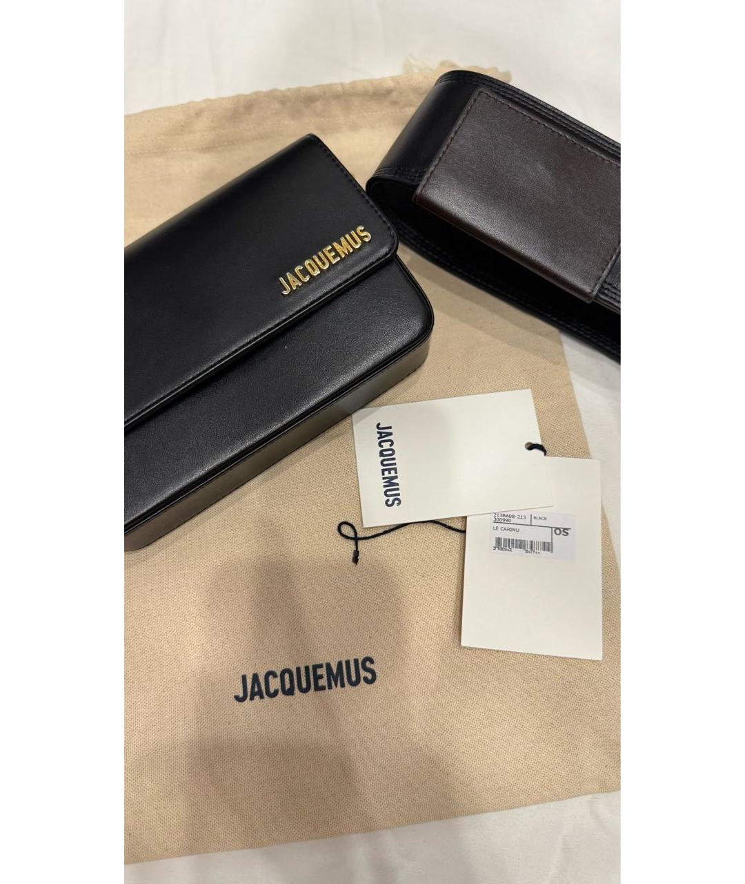 JACQUEMUS Черная кожаная сумка с короткими ручками, фото 5