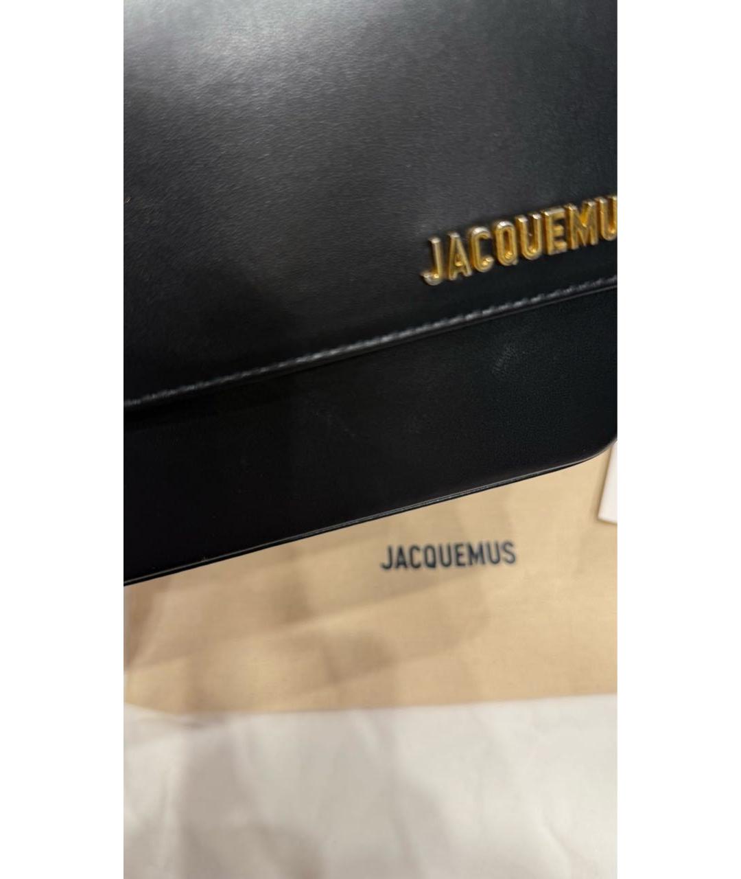 JACQUEMUS Черная кожаная сумка с короткими ручками, фото 7