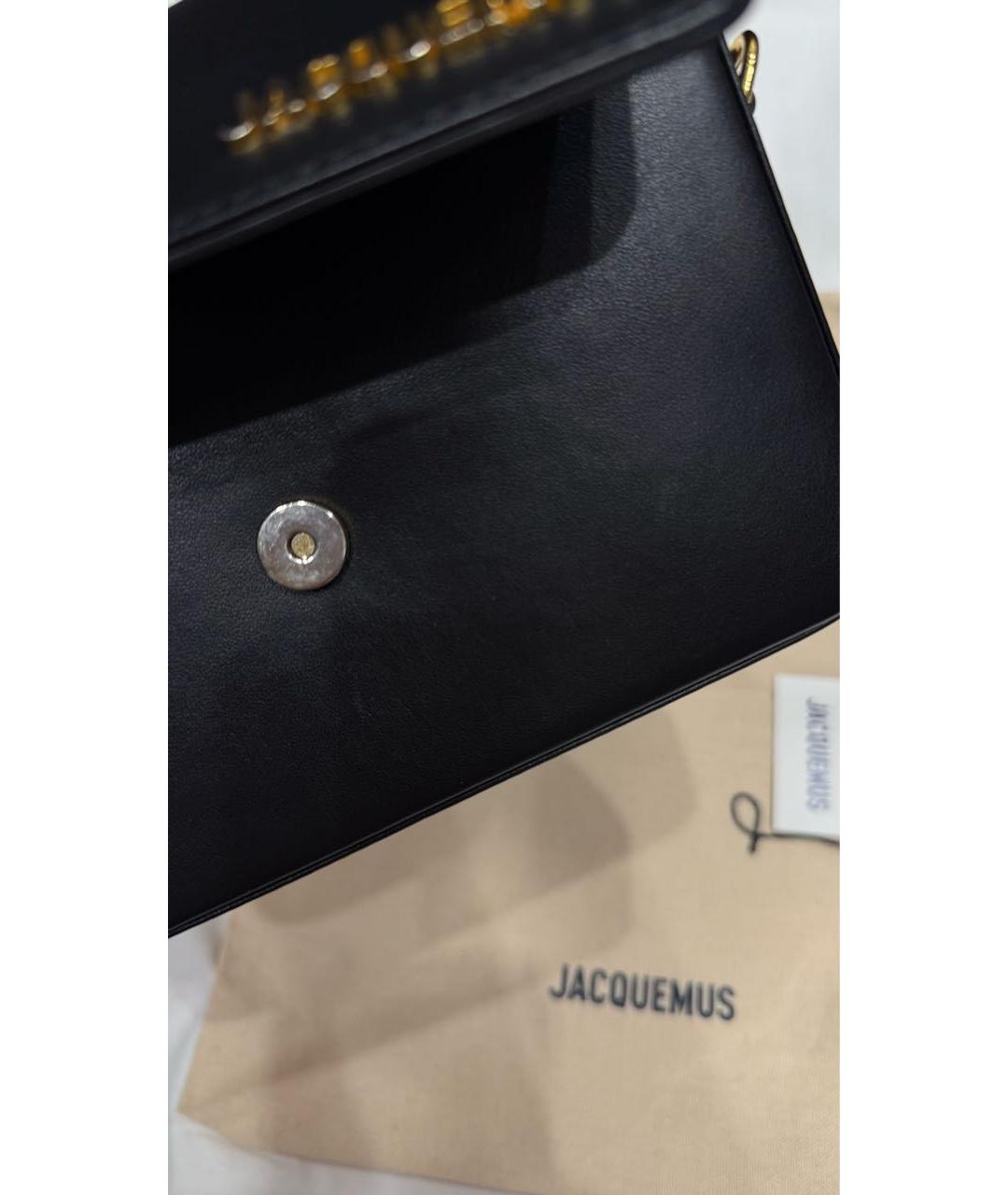 JACQUEMUS Черная кожаная сумка с короткими ручками, фото 6