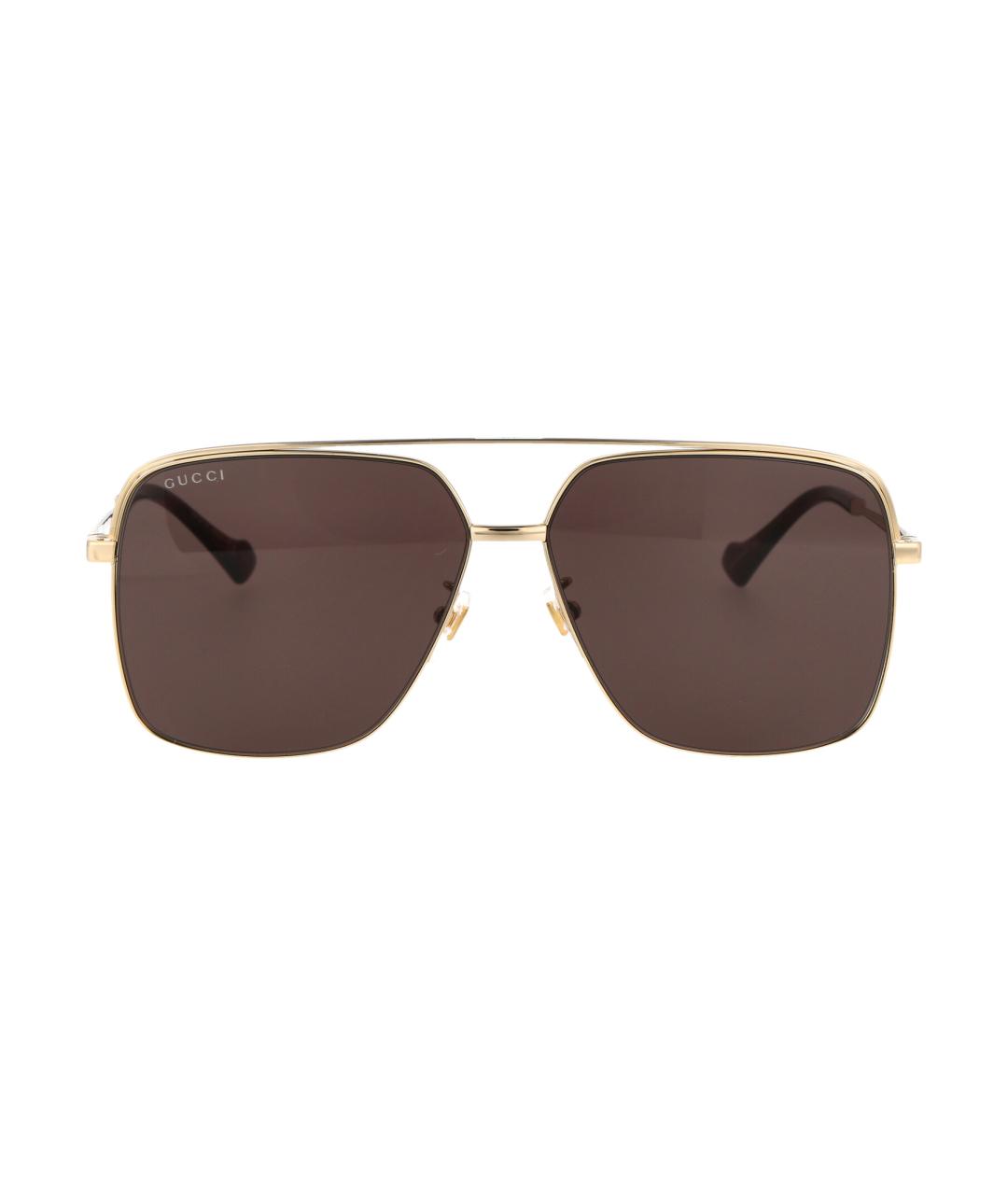 GUCCI Золотые металлические солнцезащитные очки, фото 1