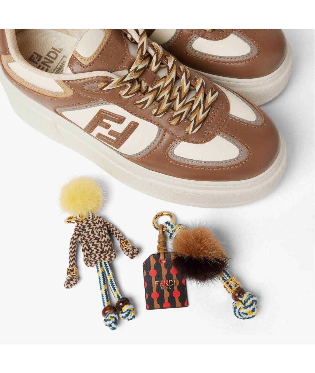 FENDI Коричневые кожаные кеды, фото 5