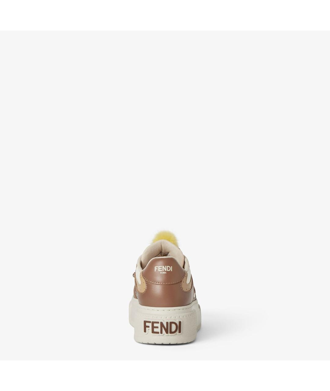 FENDI Коричневые кожаные кеды, фото 3