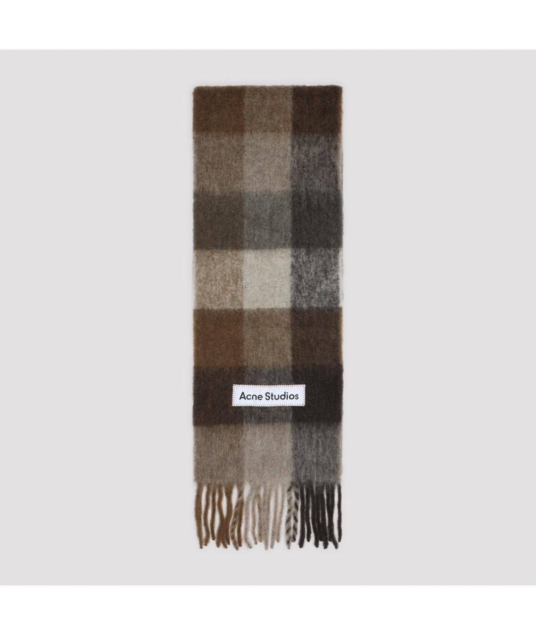 ACNE STUDIOS Коричневый шерстяной шарф, фото 2