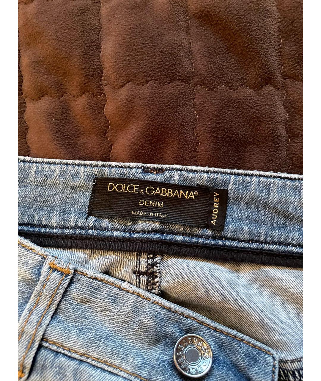 DOLCE&GABBANA Голубые хлопко-эластановые джинсы слим, фото 3