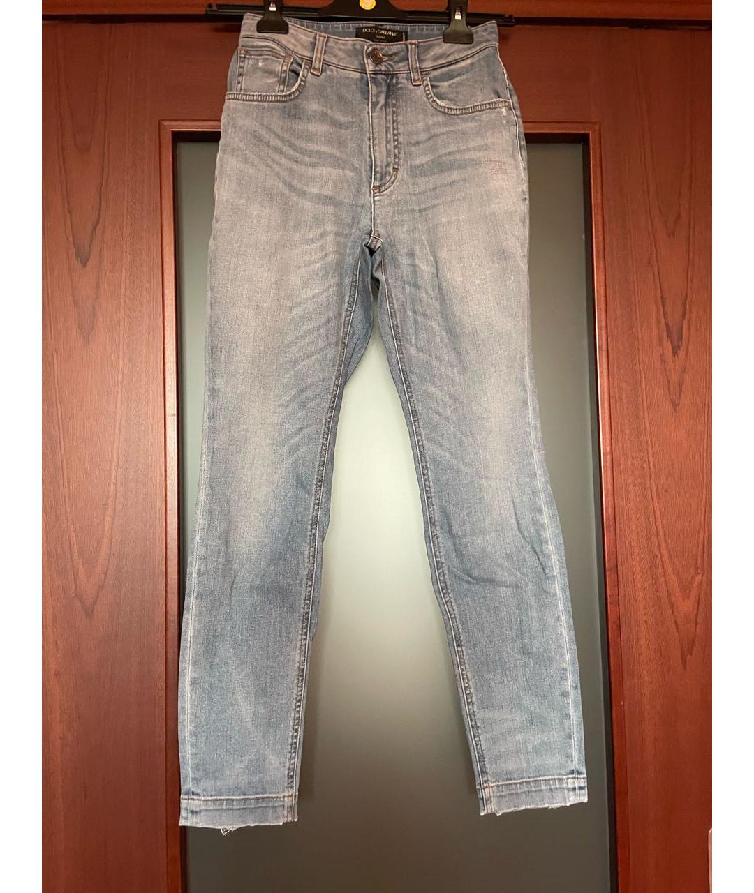 DOLCE&GABBANA Голубые хлопко-эластановые джинсы слим, фото 5