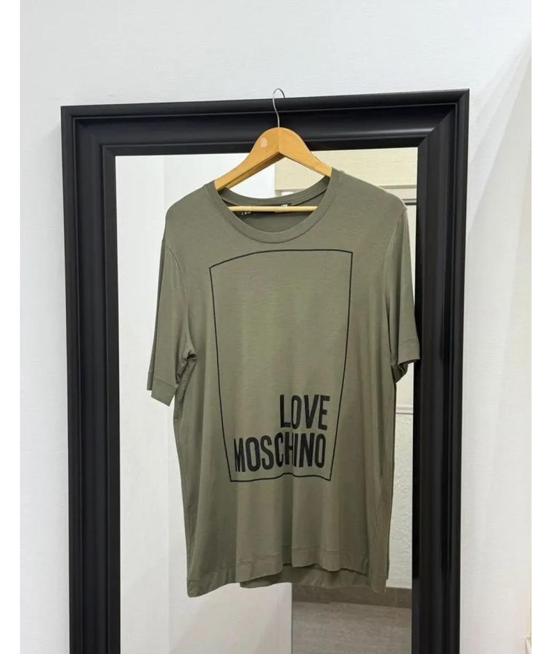 LOVE MOSCHINO Хаки футболка, фото 6