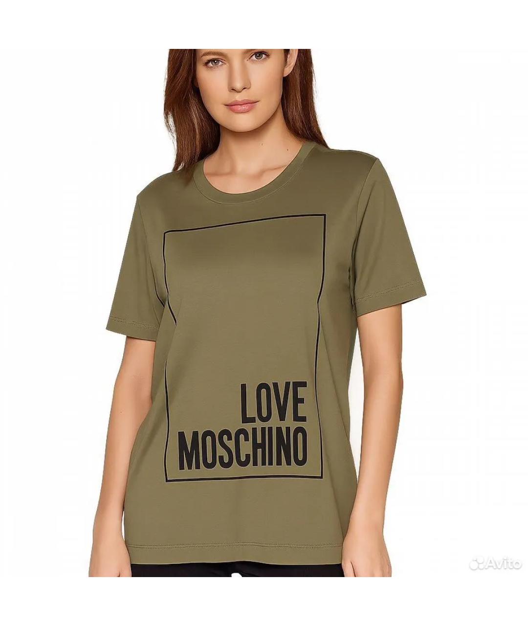 LOVE MOSCHINO Хаки футболка, фото 5