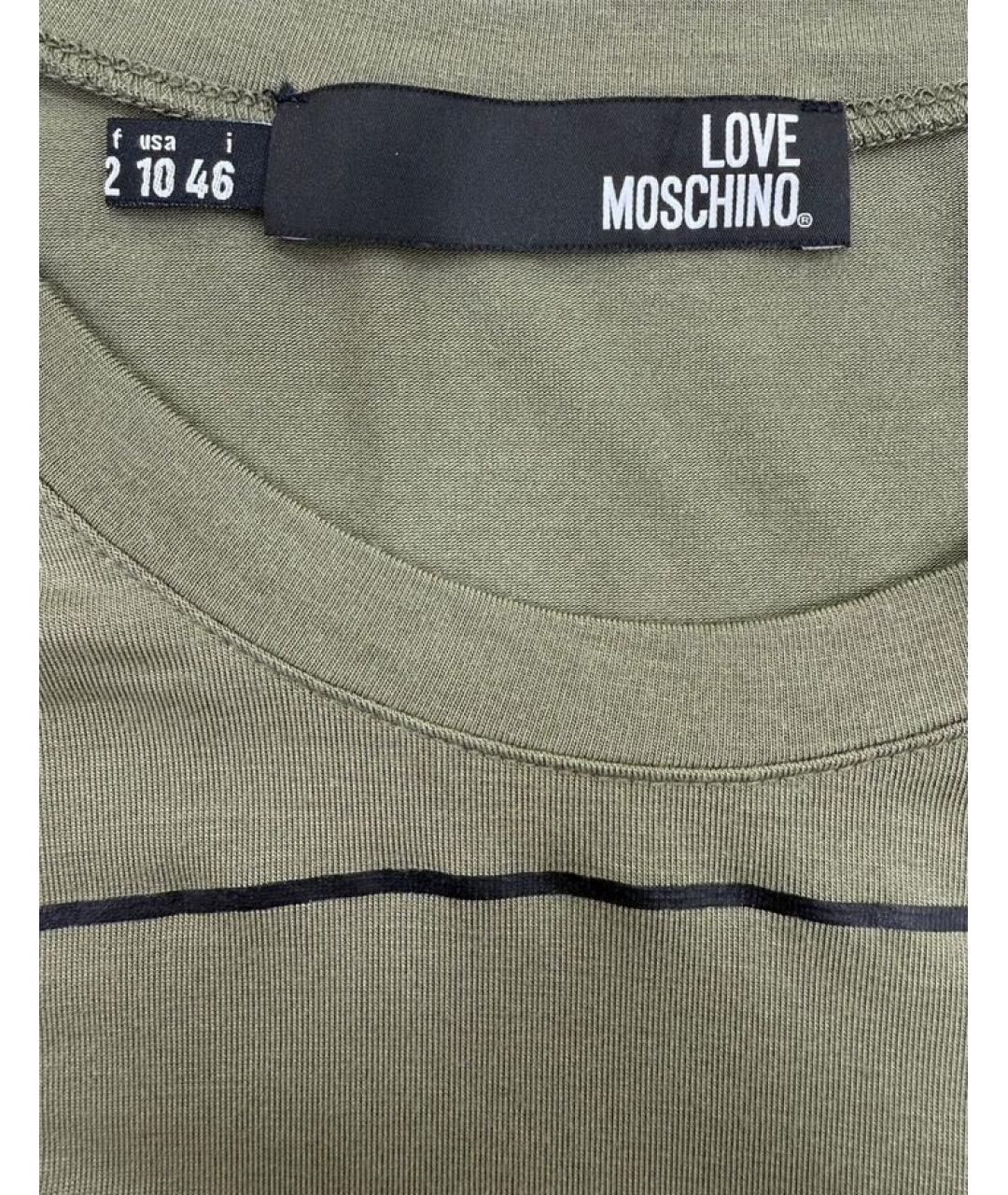 LOVE MOSCHINO Хаки футболка, фото 3