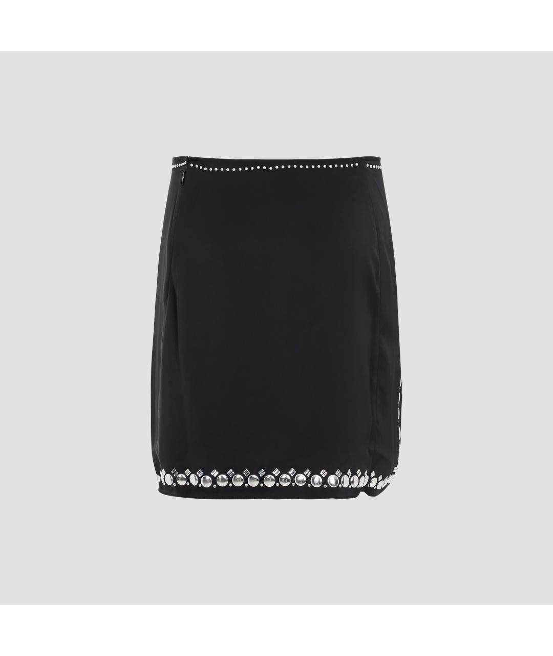 PACO RABANNE Черная полиэстеровая юбка мини, фото 4