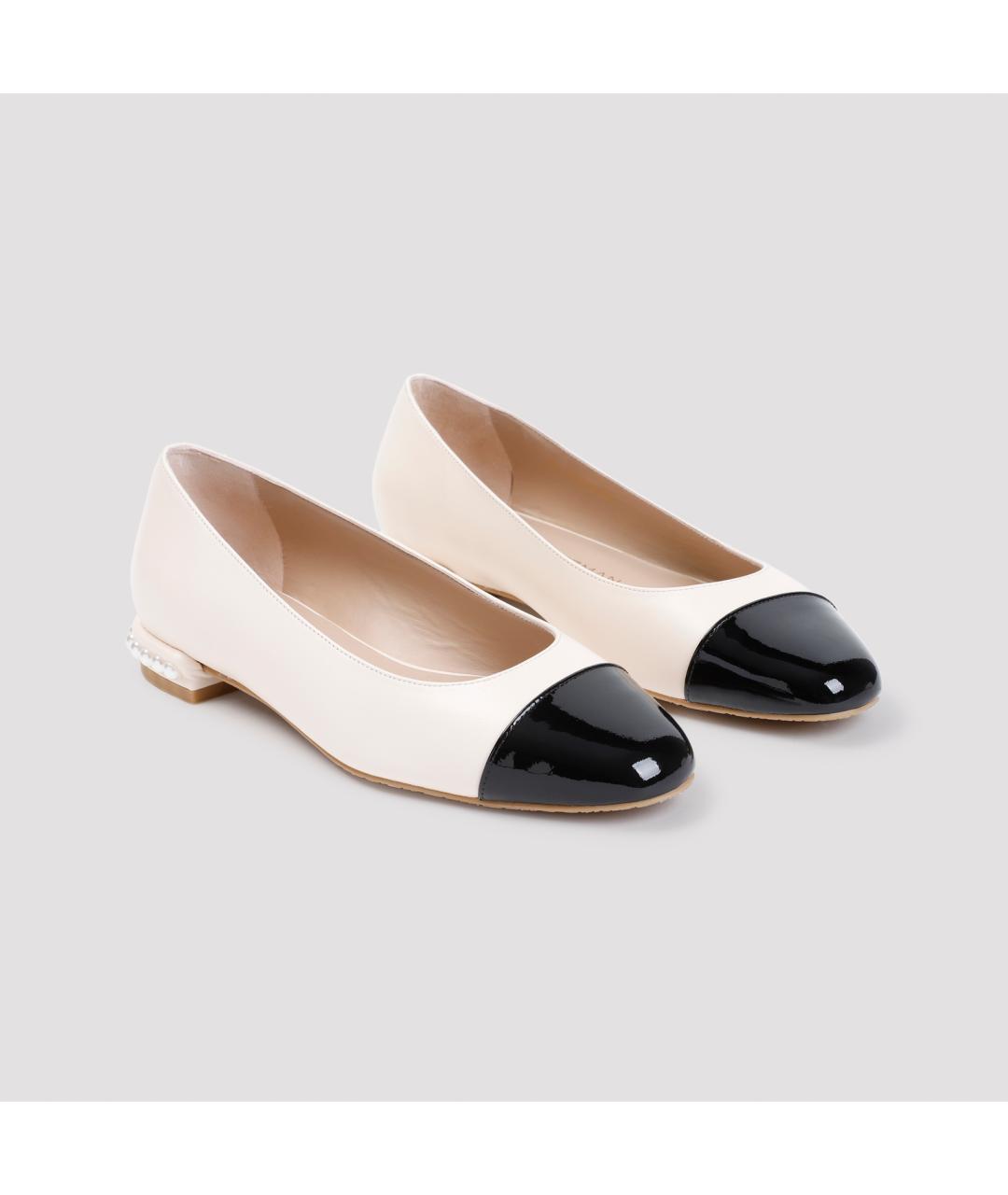 STUART WEITZMAN Бежевые кожаные балетки, фото 5