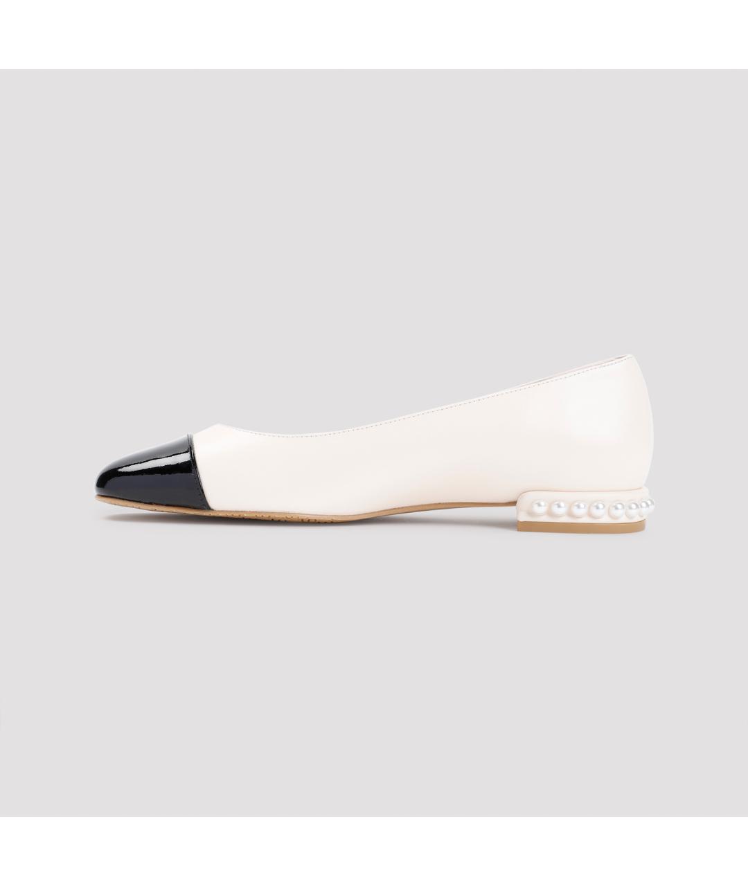 STUART WEITZMAN Бежевые кожаные балетки, фото 4