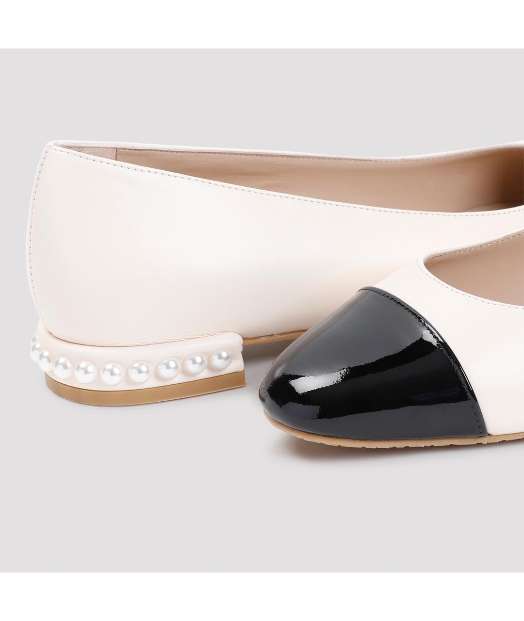 STUART WEITZMAN Бежевые кожаные балетки, фото 6