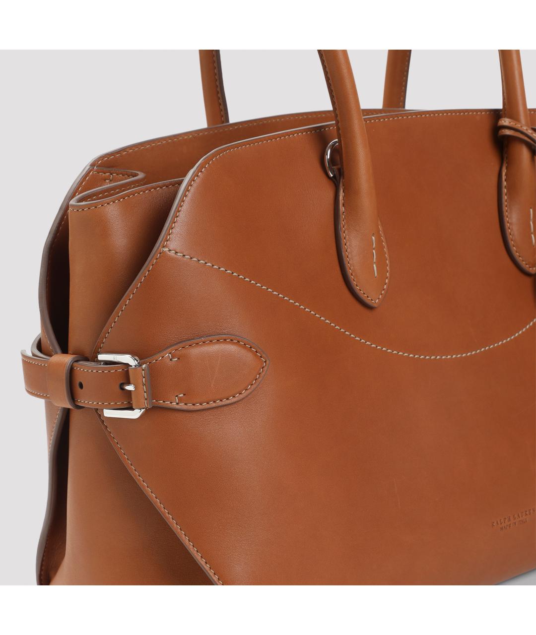 RALPH LAUREN Коричневая кожаная сумка тоут, фото 6