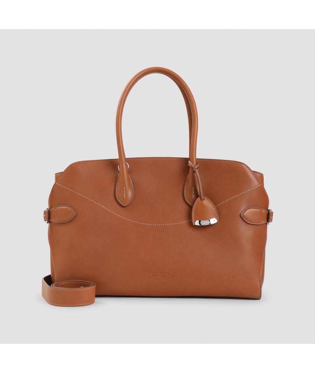 RALPH LAUREN Коричневая кожаная сумка тоут, фото 3