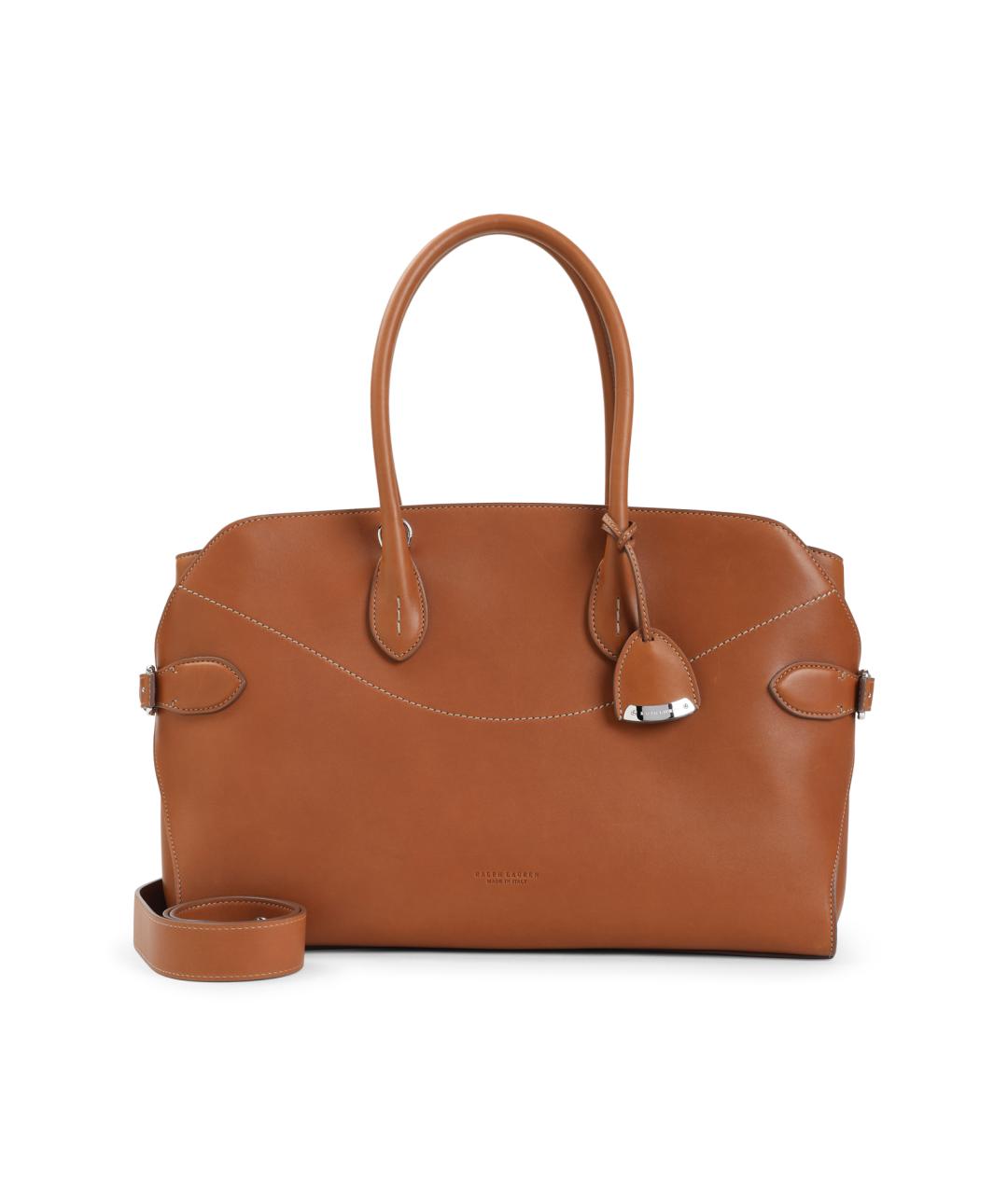 RALPH LAUREN Коричневая кожаная сумка тоут, фото 1