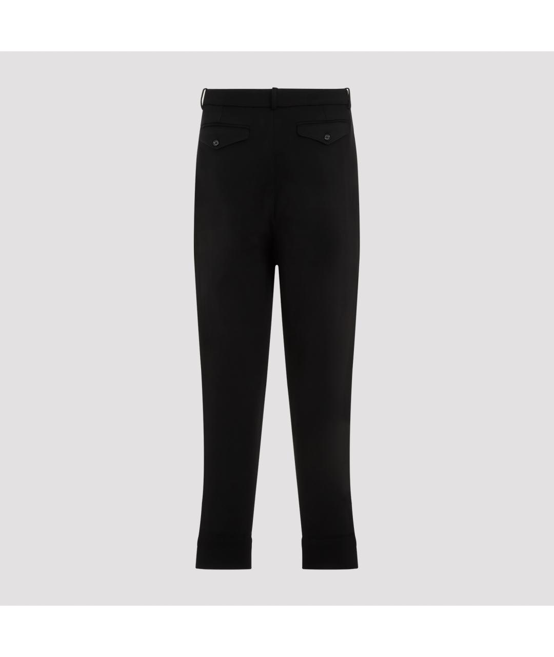 RALPH LAUREN Черные шерстяные повседневные брюки, фото 4