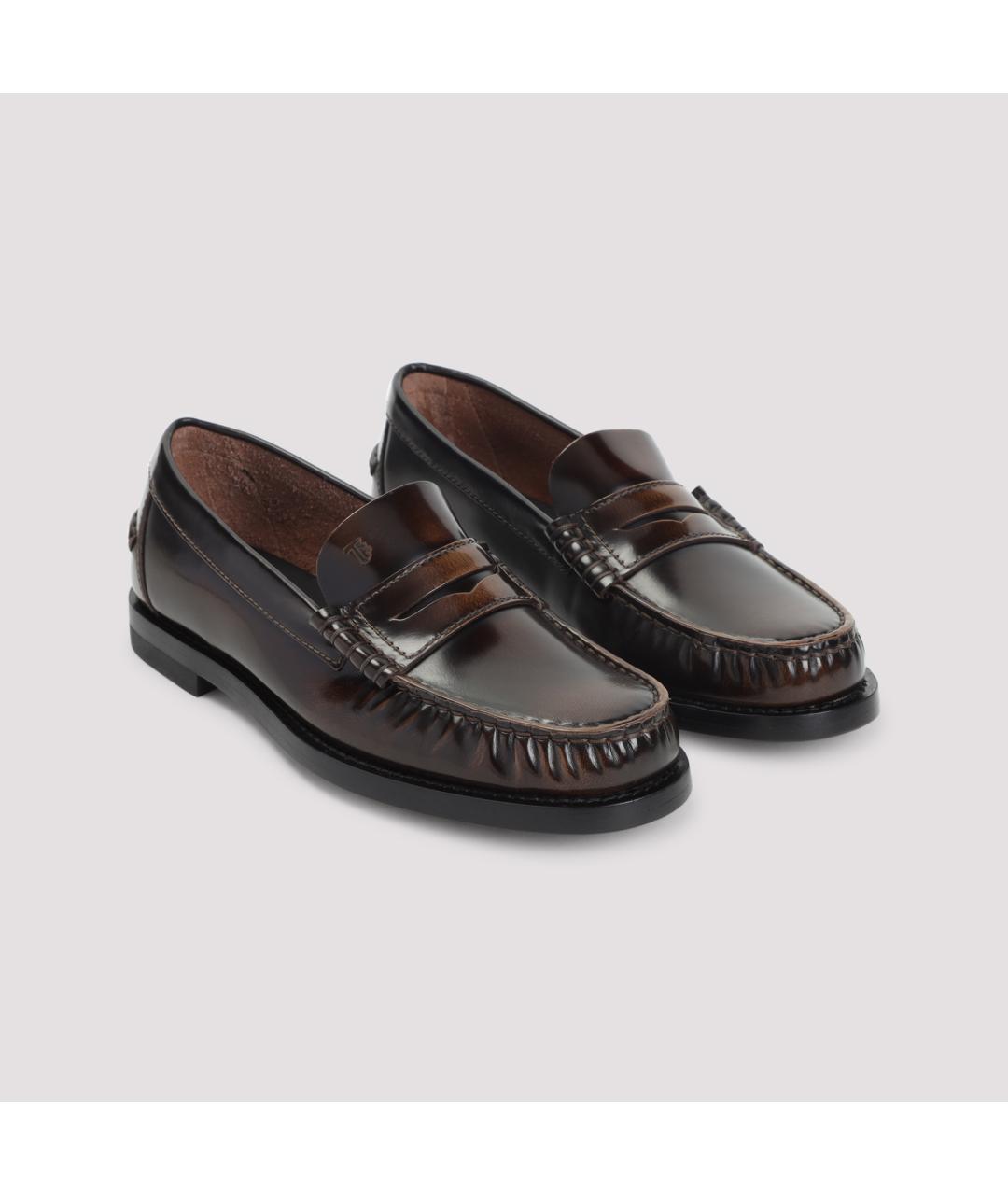 TOD'S Коричневые кожаные лоферы, фото 5