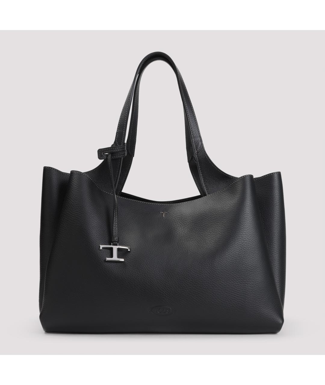 TOD'S Черная кожаная сумка тоут, фото 2