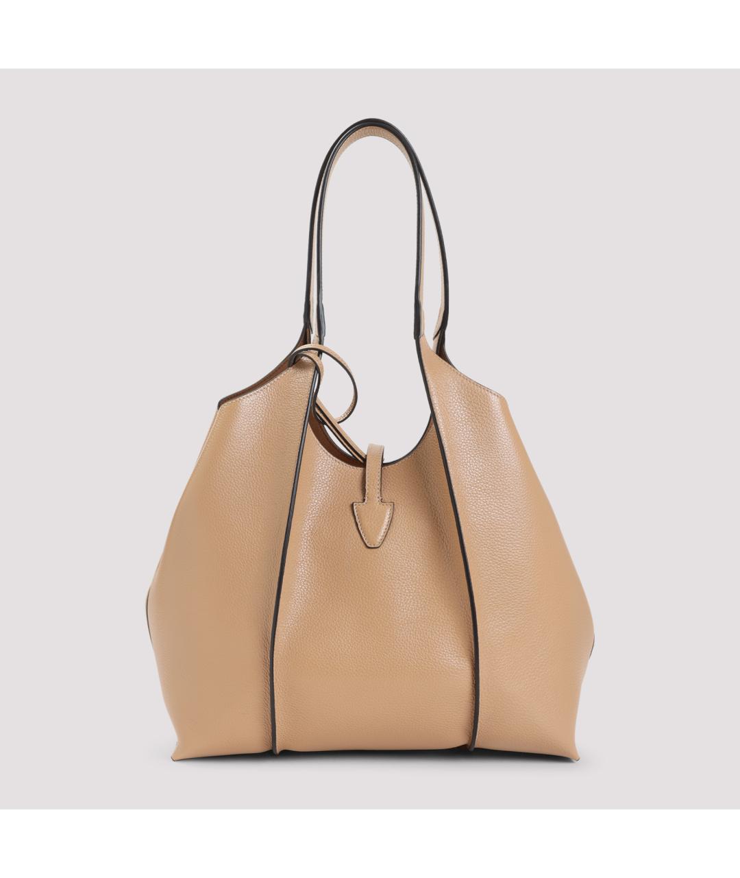 TOD'S Бежевая кожаная сумка тоут, фото 4