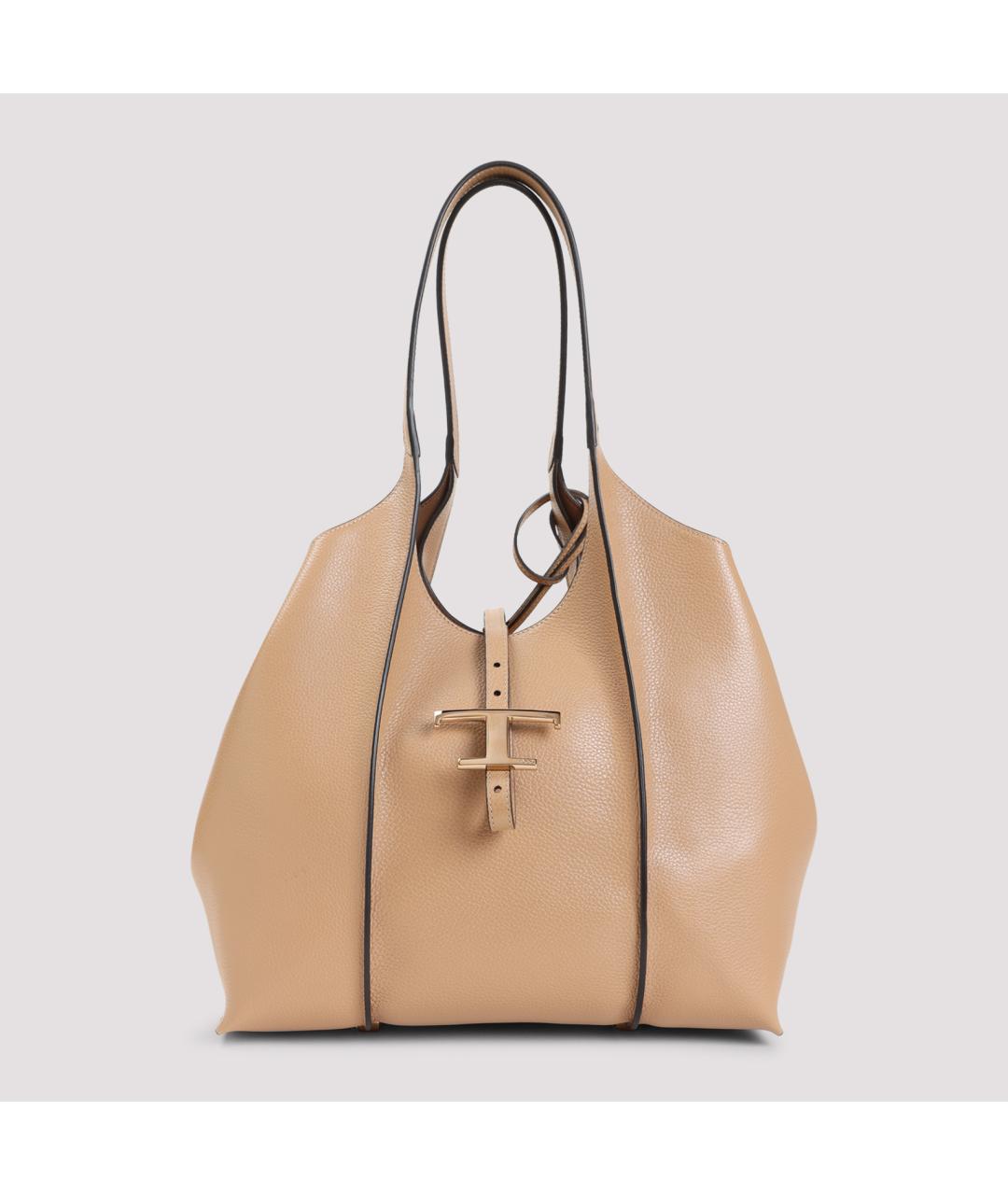 TOD'S Бежевая кожаная сумка тоут, фото 2