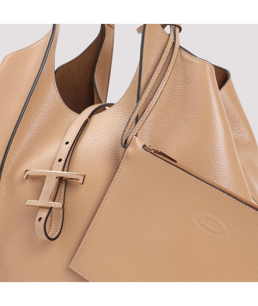 TOD'S Бежевая кожаная сумка тоут, фото 5