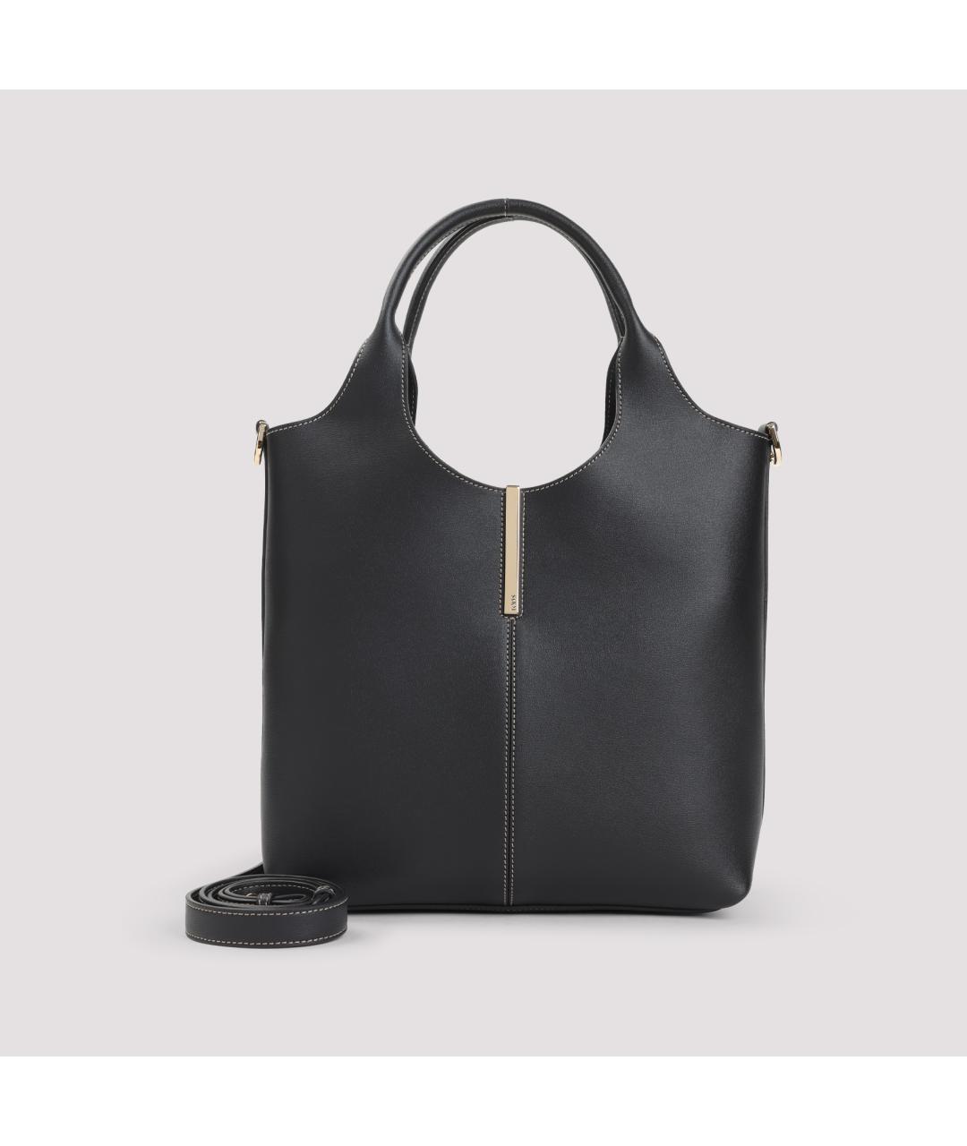 TOD'S Черная кожаная сумка тоут, фото 3