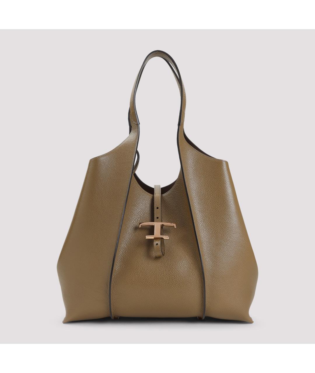 TOD'S Бежевая кожаная сумка тоут, фото 3