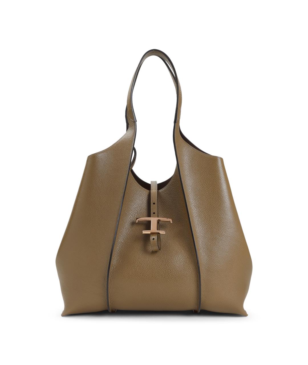 TOD'S Бежевая кожаная сумка тоут, фото 1