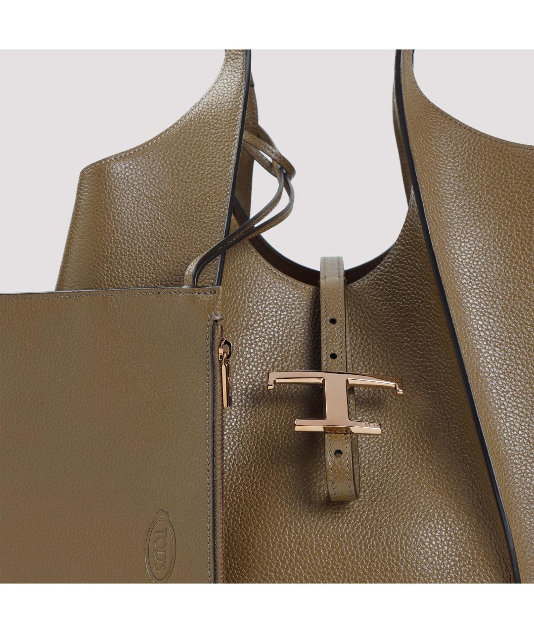 TOD'S Бежевая кожаная сумка тоут, фото 5