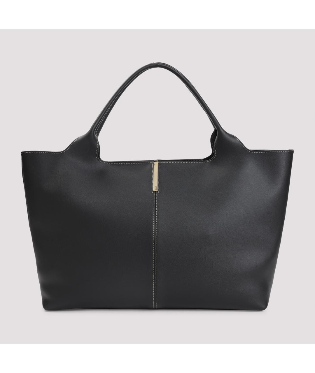 TOD'S Черная кожаная сумка тоут, фото 3