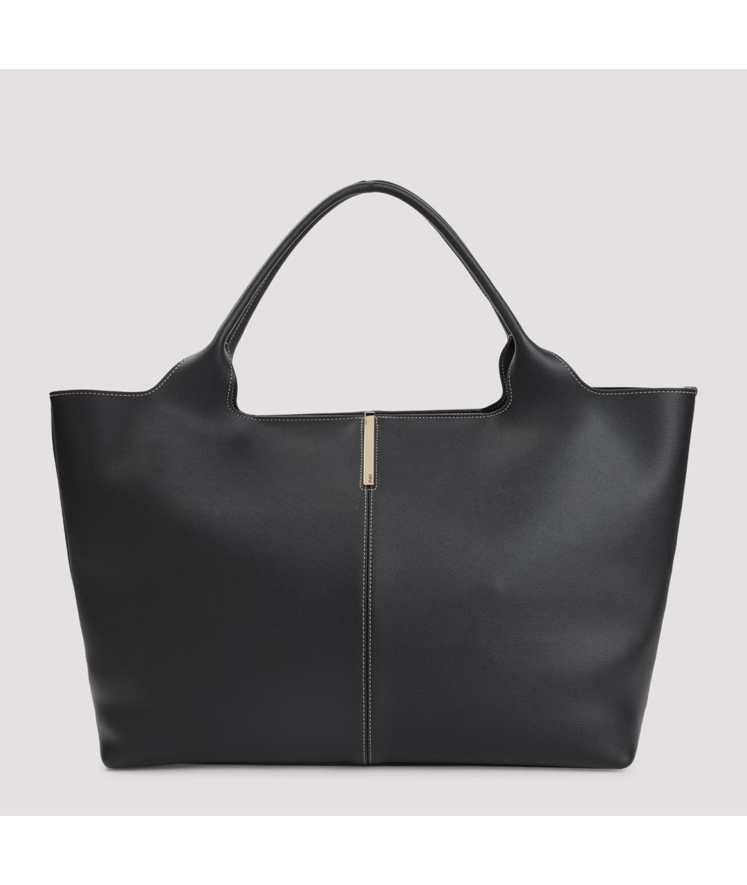 TOD'S Черная кожаная сумка тоут, фото 2