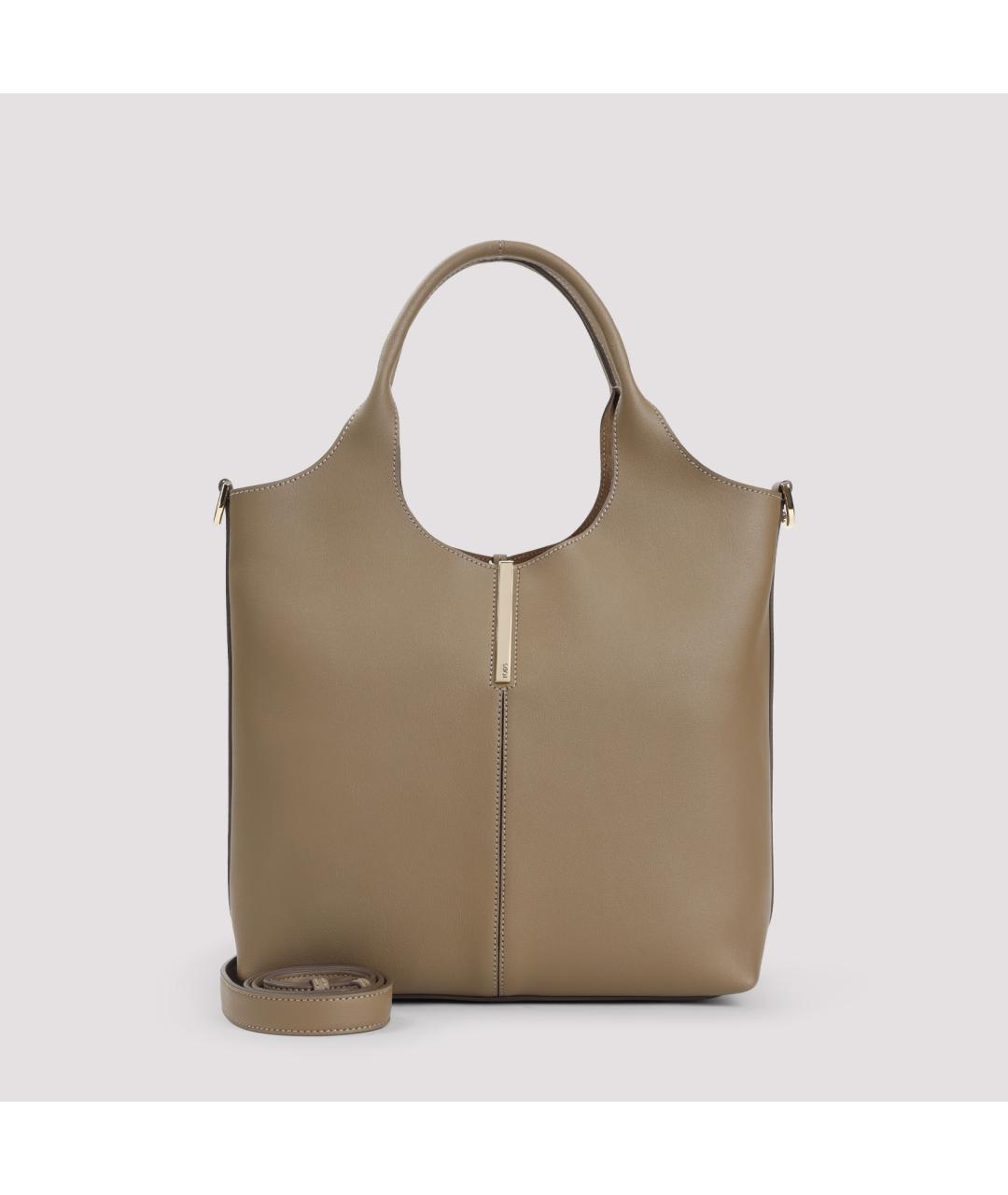 TOD'S Бежевая кожаная сумка тоут, фото 2