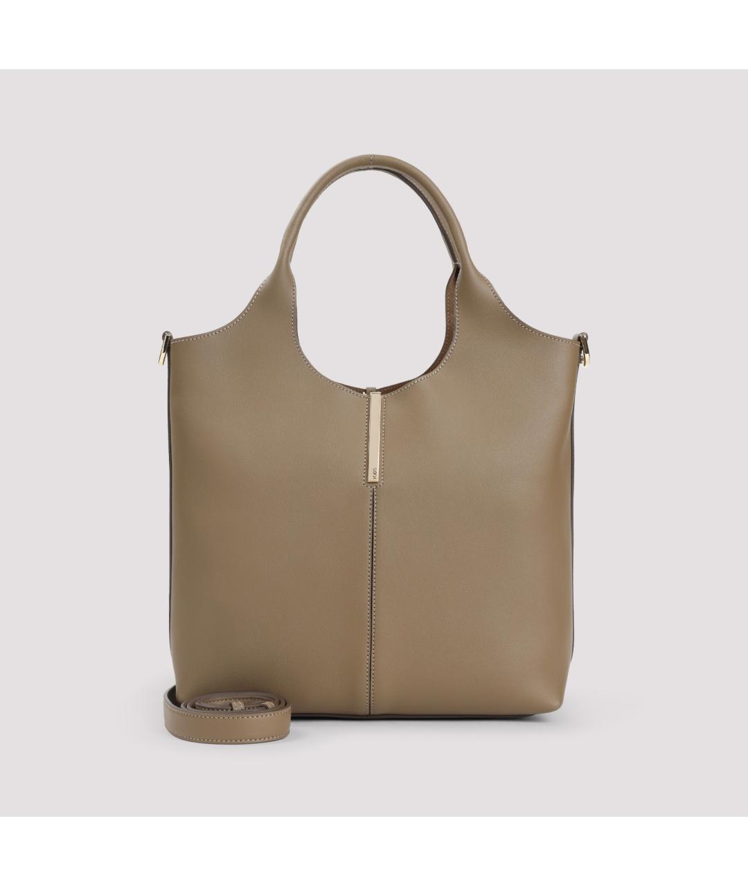 TOD'S Бежевая кожаная сумка тоут, фото 3