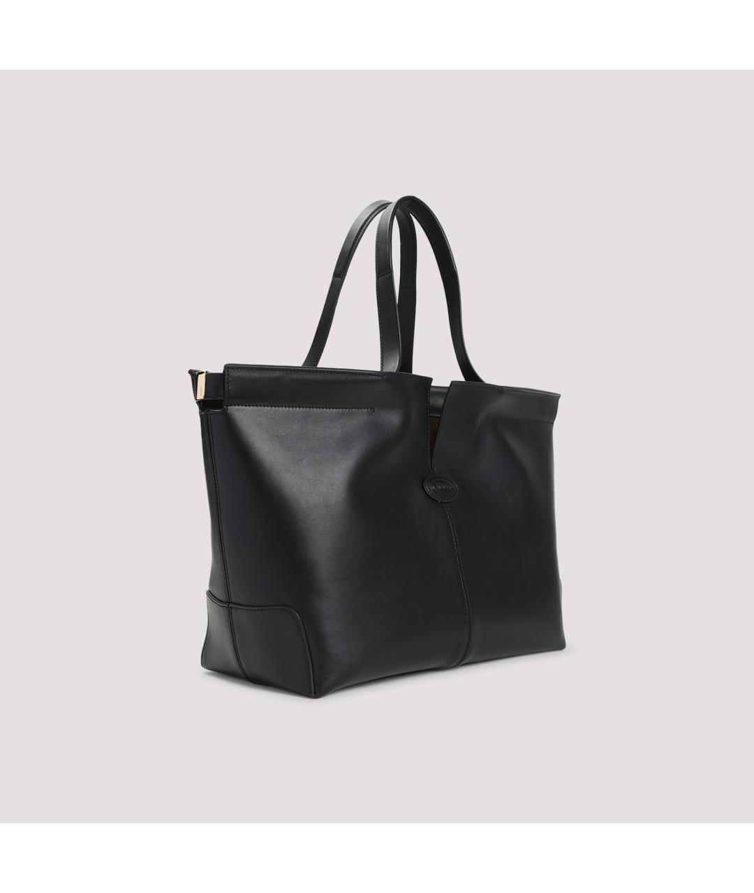 TOD'S Черная кожаная сумка тоут, фото 4