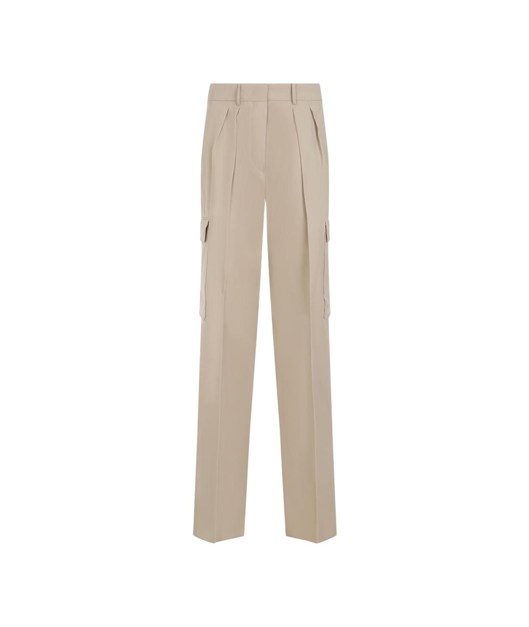 SPORTMAX Бежевые вискозные прямые брюки, фото 1